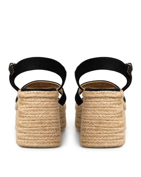 Sandalia Negra Plataforma Yute 6303